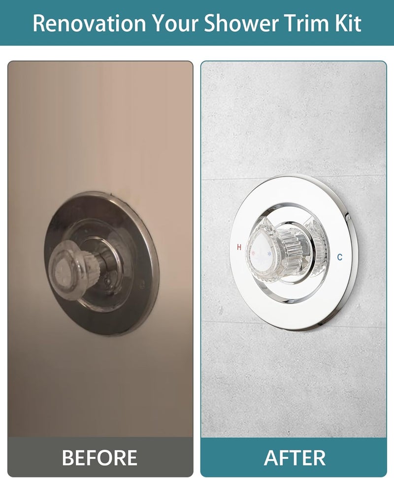 Ultrimkit Shower Faucet Trim Kit Compatible with Moen Fit Chateau Valve Only, Pull-on Push-off Design Knob Handle, Chrome - Image 4